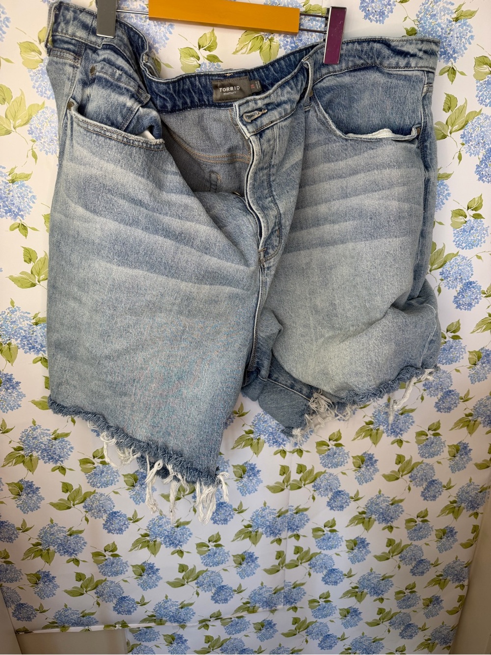 torrid Light Blue Distressed Denim Cutoff Shorts 26